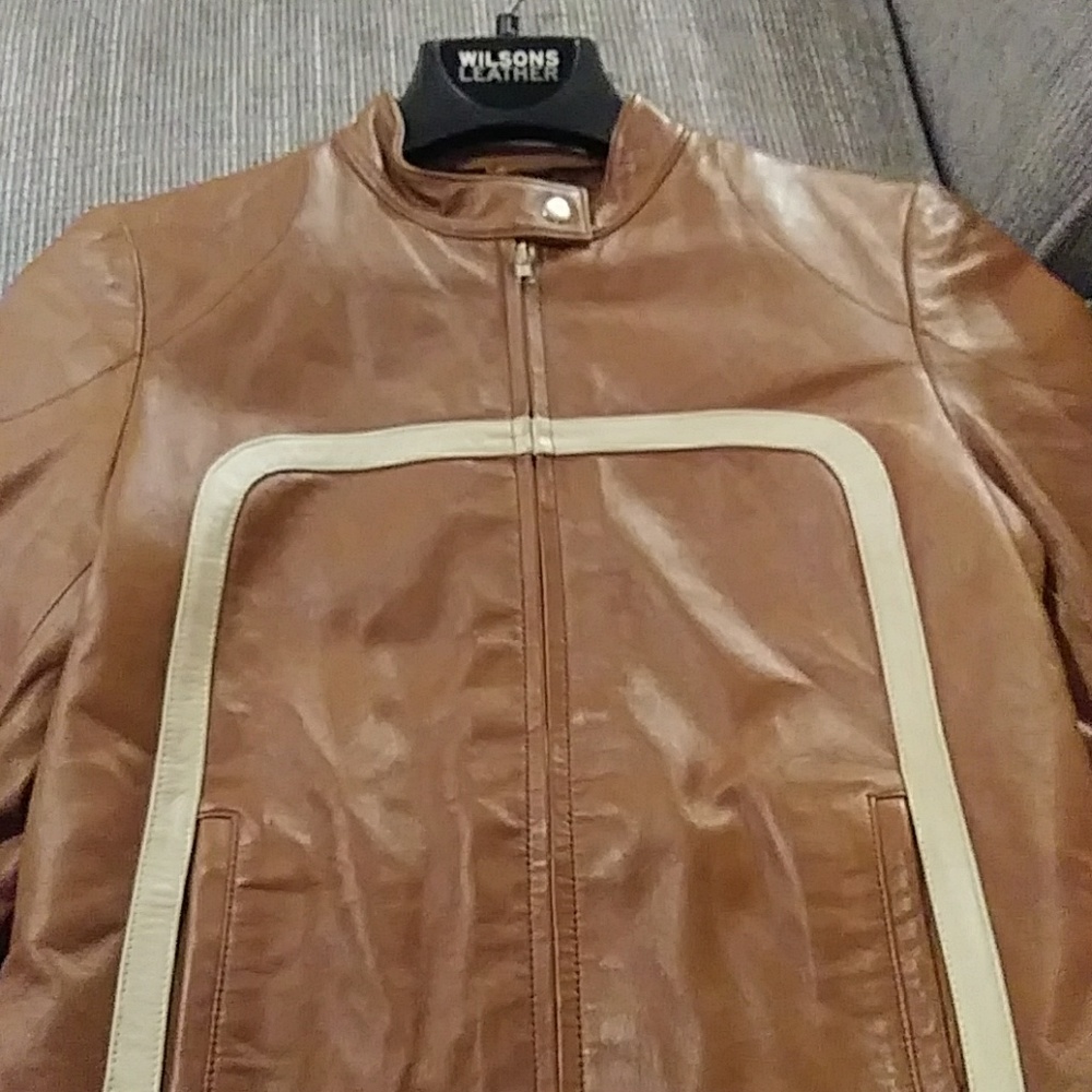 Wilson's leather brown motorcycle jacket medium